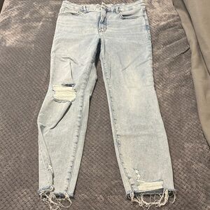 Good American Light Blue Distressed Ankle Jeans